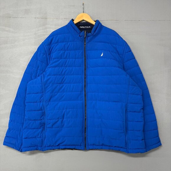 Nautica Men’s Zip Up Reversible Black and Blue Puffer Jacket 3XL - Picture 2 of 7